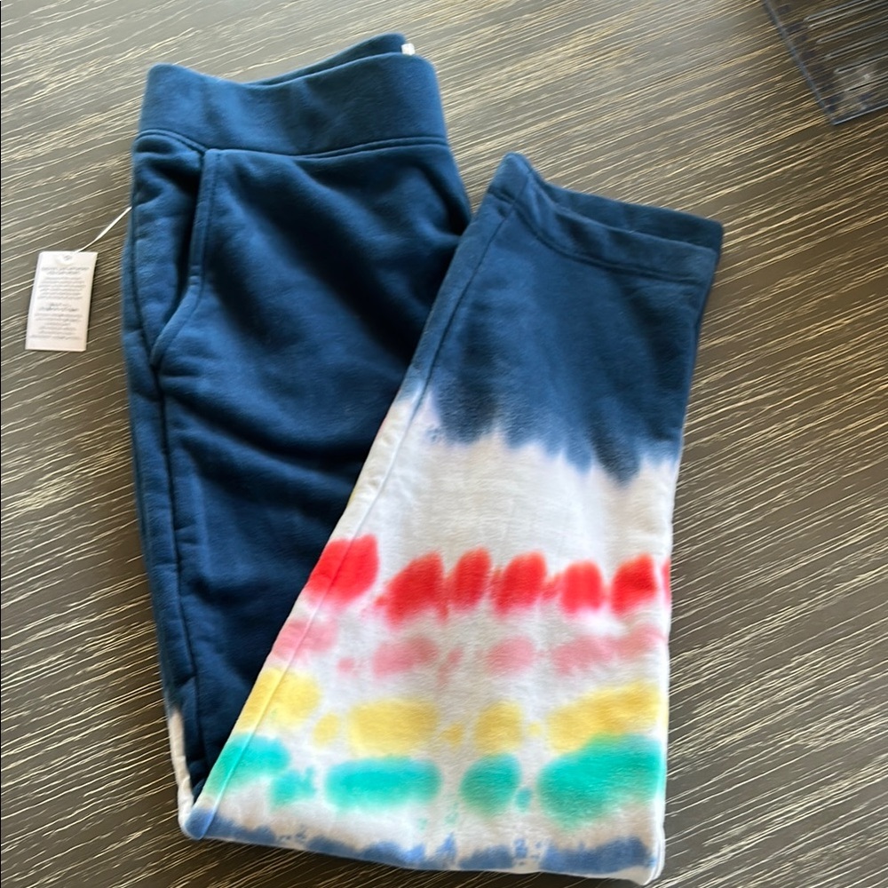 Lands' End Blue and Red Joggers with Tie-Dye Pattern